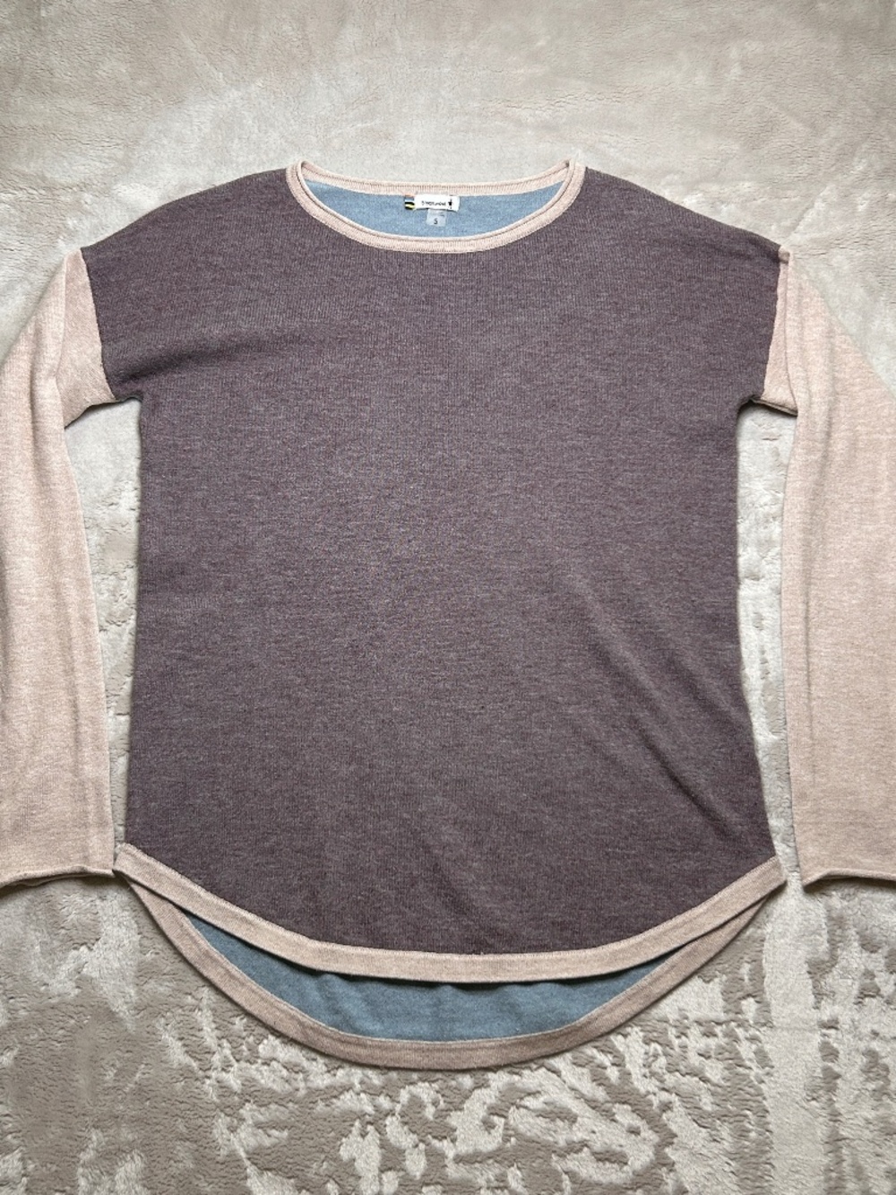 Smartwool‎ Sweater Womens S Purple Blue Shadow Pine Colorblock Baselayer Outdoor